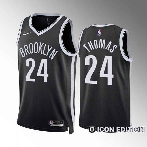 Men%27s Brooklyn Nets #24 Cam Thomas Black Icon Edition Stitched Basketball Jersey->chicago bulls->NBA Jersey